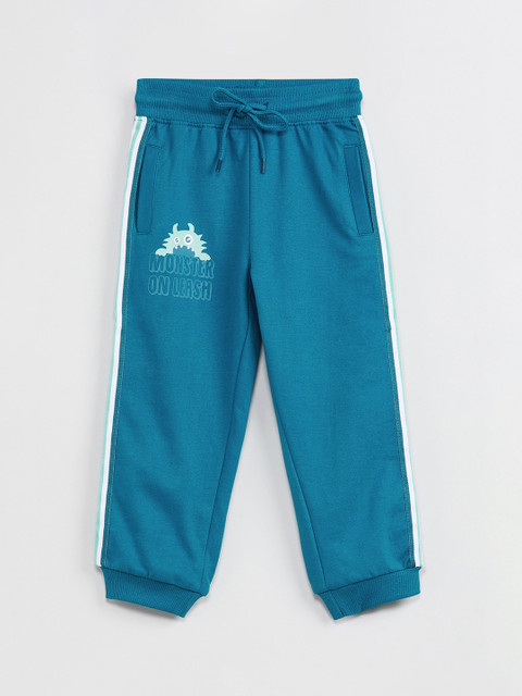 

max Boys Blue Solid Slim-Fit Joggers