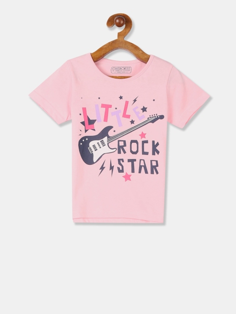 

Cherokee Girls Pink Printed Round Neck T-shirt