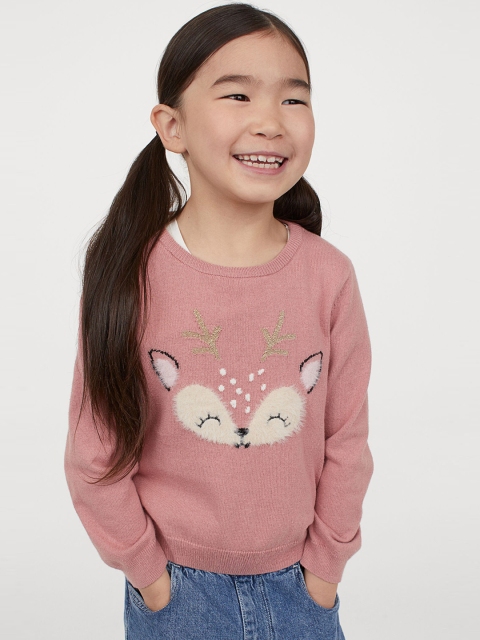 

H&M Girls Pink Sequin-motif jumper