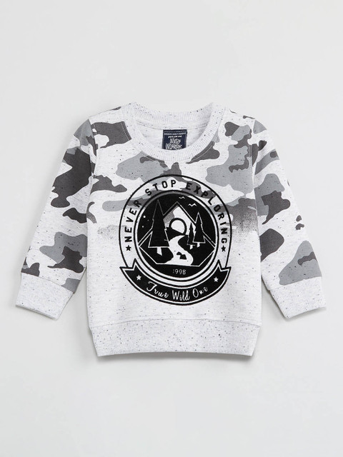 

max Boys White & Grey Camouflage Printed Sweatshirt