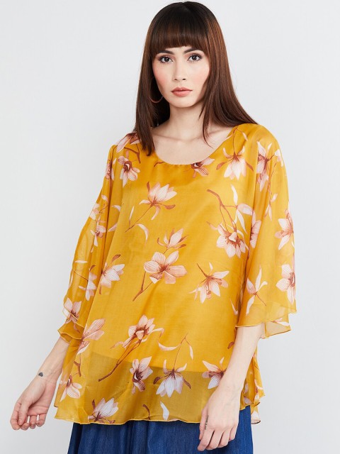 

max Women Yellow Printed Top