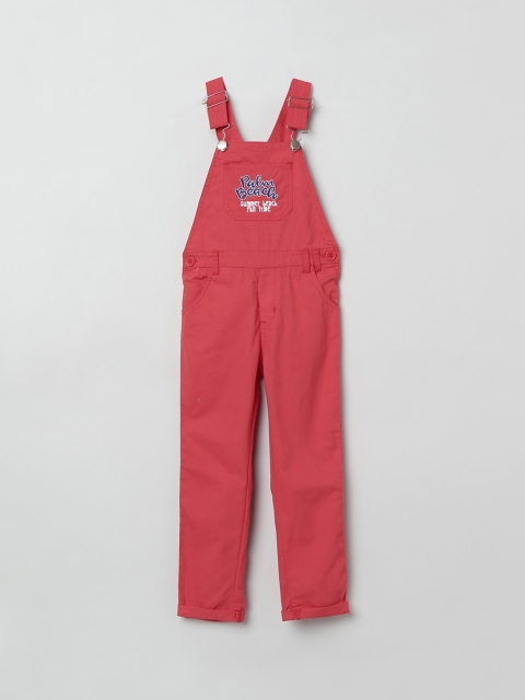 

max Boys Coral-Red Solid Dungarees