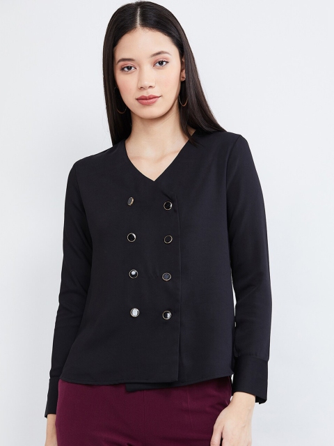 

max Women Black Solid Wrap Top