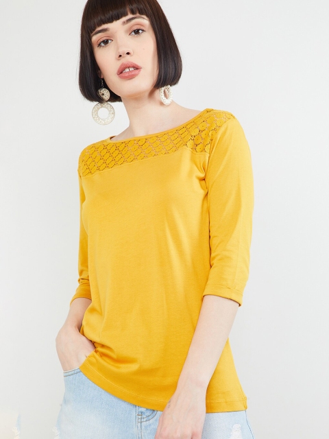 

max Women Yellow Self Design Top