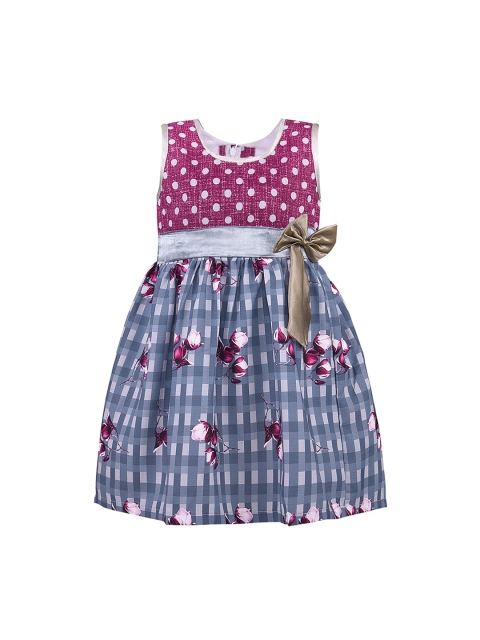 

Wish Karo Girls Blue & Purple Printed Fit and Flare Dress