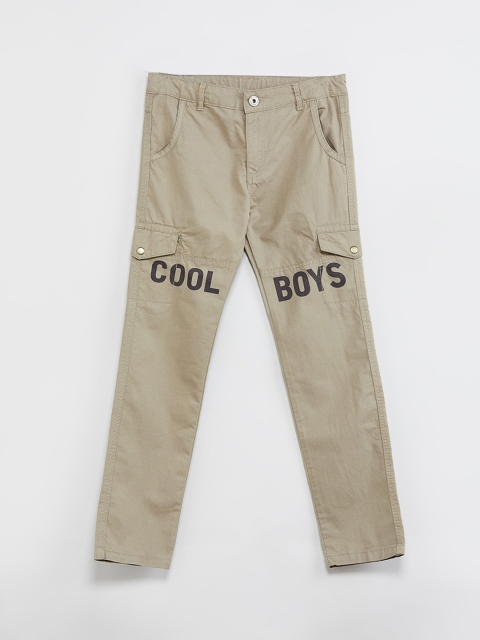 max Boys Grey Regular Fit Printed Cargos
