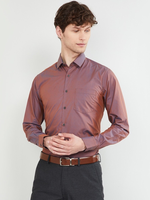 

max Men Brown Slim Fit Solid Party Shirt