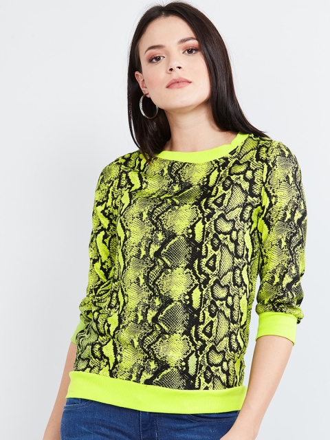 max Women Lime Green Printed Top