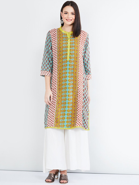 

max Women Multicoloured Printed Straight Kurta, Multi