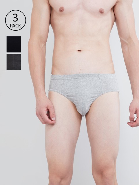 

max Men Pack Of 3 Solid Basic Briefs NOSBFBG, Grey melange