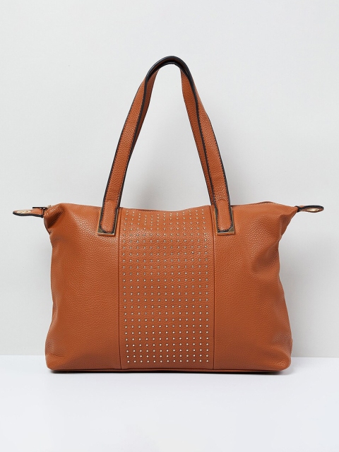 

max Tan Brown Textured Shoulder Bag