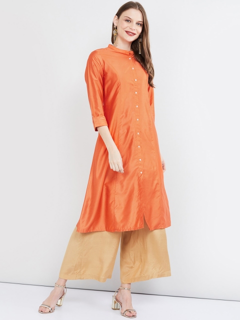 

max Women Orange Solid A-Line Kurta