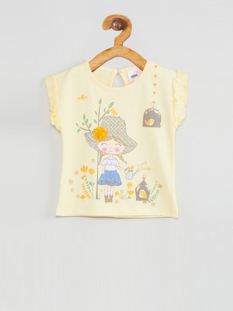 

max Girls Yellow & Grey Printed Top