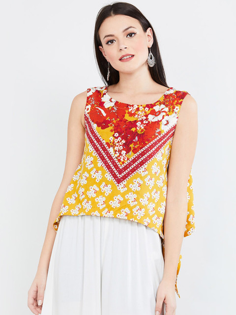 

max Women Yellow Printed Top