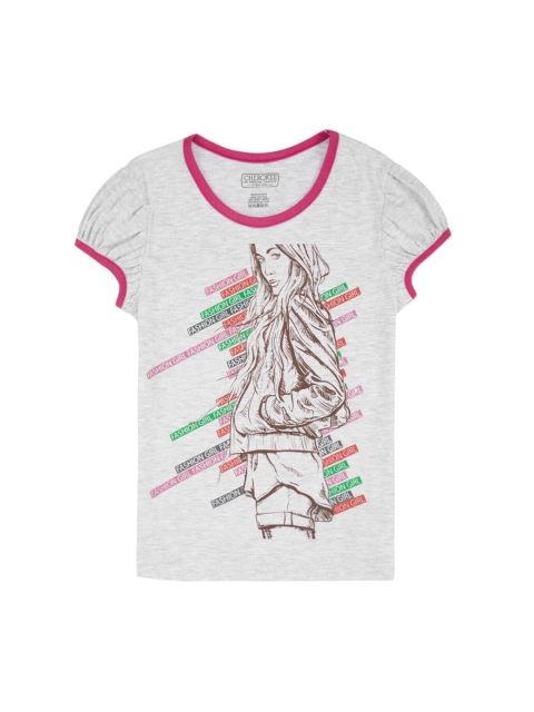 

Cherokee Girls Grey Printed Round Neck T-shirt
