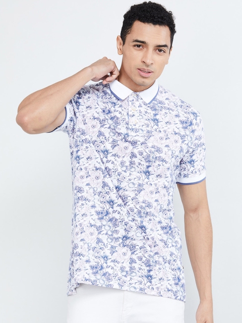 max Men Off-White Printed Polo Collar T-shirt