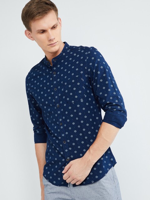 

max Men Blue Floral Print Casual Shirt