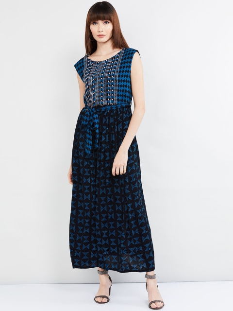 

max Women Blue Printed Maxi Dress