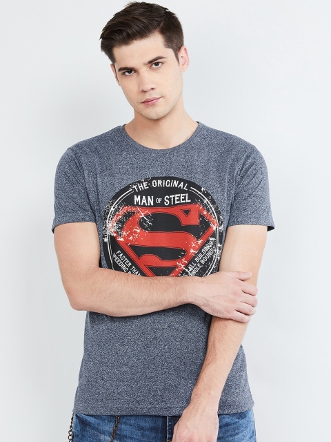 

max Men Blue & Red Superman Printed Round Neck T-shirt