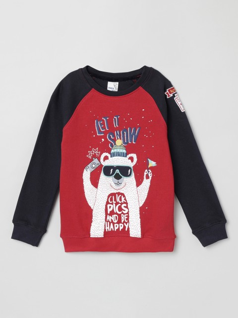 

max Boys Red & Black Printed Sweatshirt