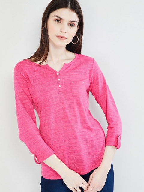 

max Women Pink Solid Top