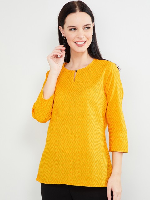 

max Women Yellow & Orange Printed Straight Kurti