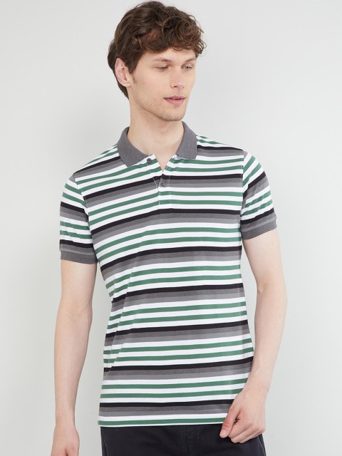 

max Men Multicoloured Striped Polo Collar T-shirt, Multi