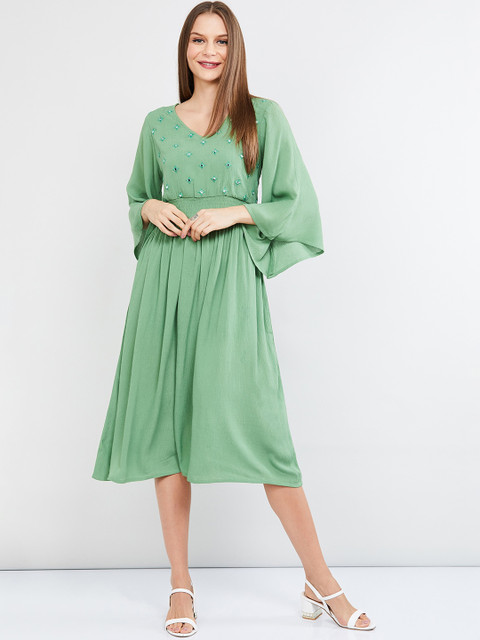 

max Women Green Embellished A-Line Dress