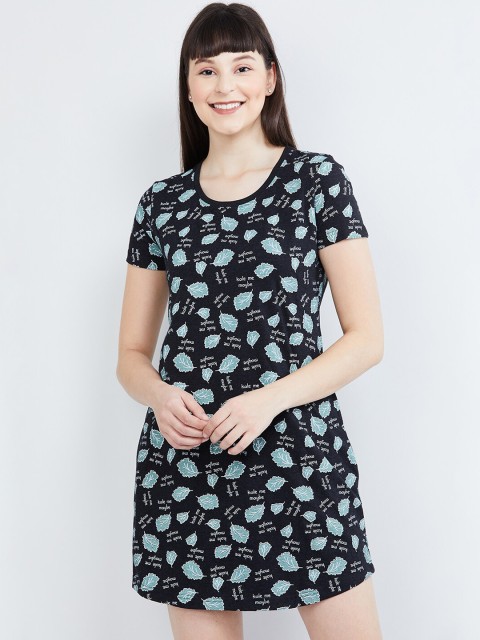 

max Charcoal Grey & Green Typography Print Shirt Dress