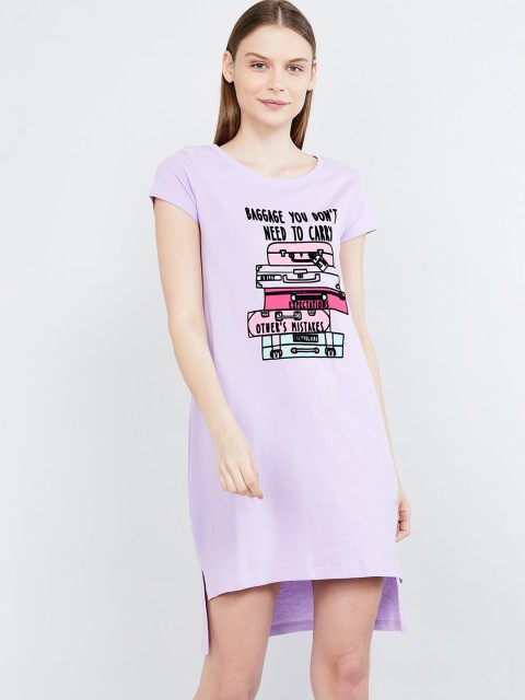 

max Purple & Black Printed Sleep Shirt WP14LILAC, Lavender