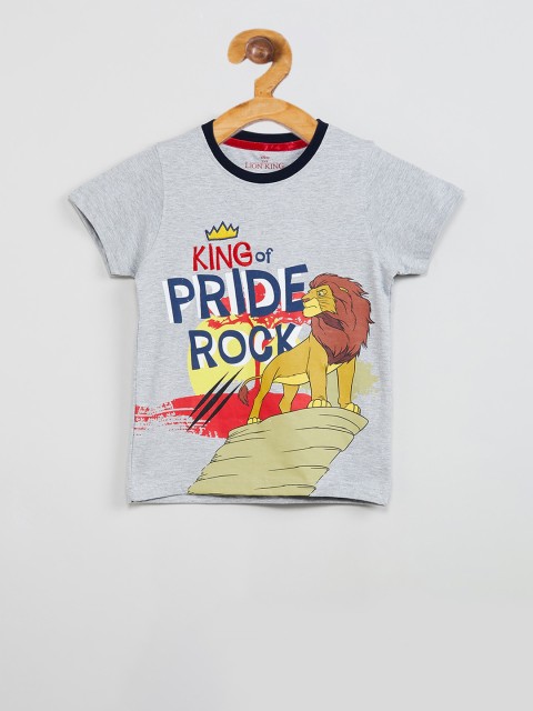 

max Boys Grey 7 Blue Graphic Print Round Neck T-shirt