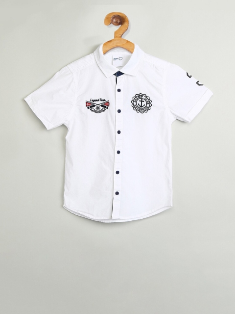 

max Boys White Regular Fit Solid Casual Shirt