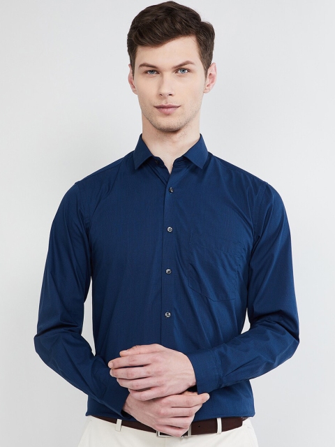 

max Men Blue Slim Fit Solid Formal Shirt