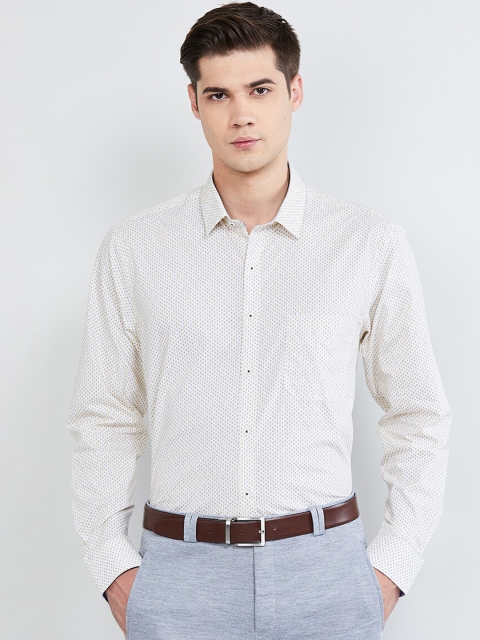 max Men Off-White Slim Fit Printed Formal Shirt