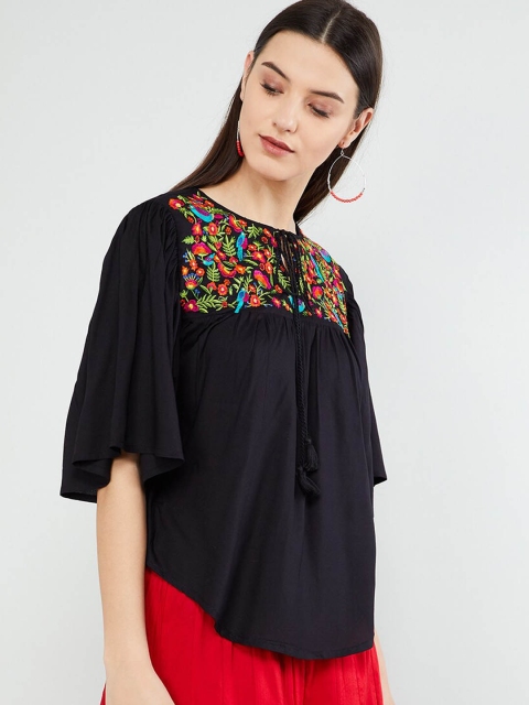 

max Women Black Embroidered Kaftan Top
