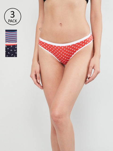 

max Women Pack Of 3 Printed Bikini Briefs SU19LB02, Orange