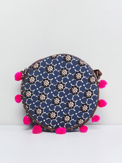 

max Blue & Off-White Printed Sling Bag