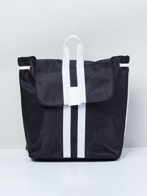 

max Women Black Striped Backpack