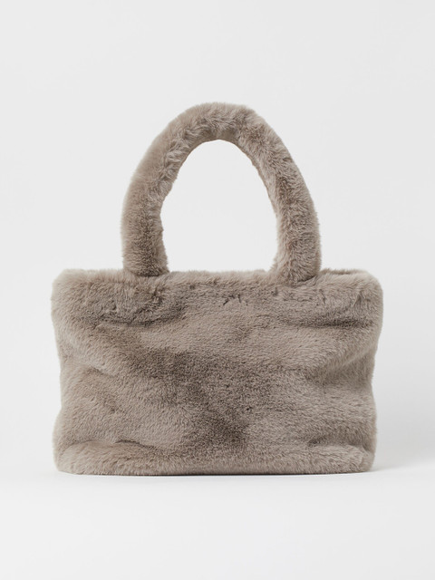 

H&M Women Grey Solid Faux Fur Shopper
