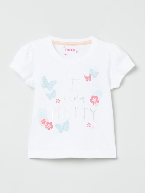 

max Girls White & Blue Printed Top