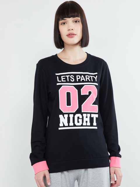 

max Women Black Printed Night suit