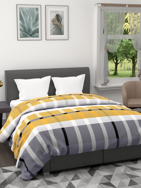 

BIANCA Grey & Yellow Striped AC Room 120 GSM Double Bed Comforter
