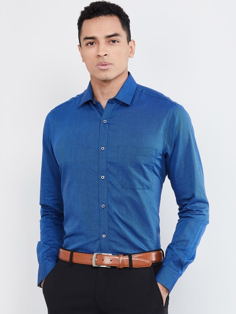 

max Men Blue Slim Fit Self Design Formal Shirt