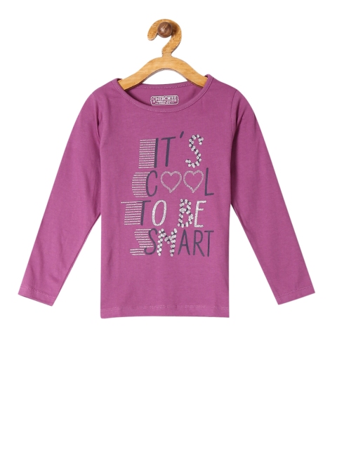 

Cherokee Girls Purple Printed Round Neck T-shirt