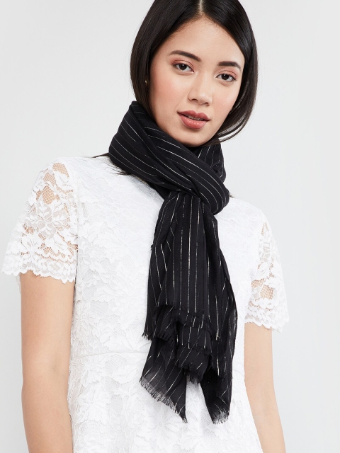 

max Women Black Striped Scarf