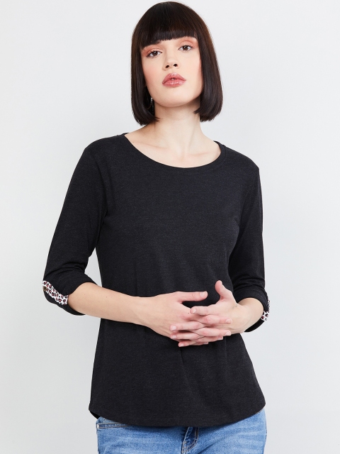 

max Women Charcoal Black Solid Top