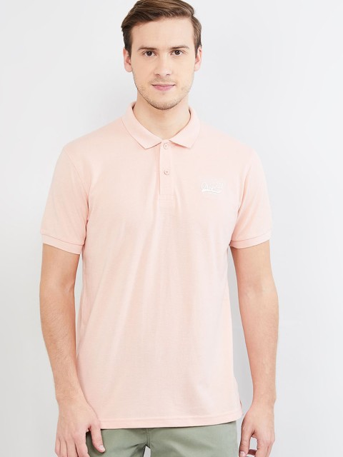 

max Men Cream-Coloured Printed Polo Collar T-shirt