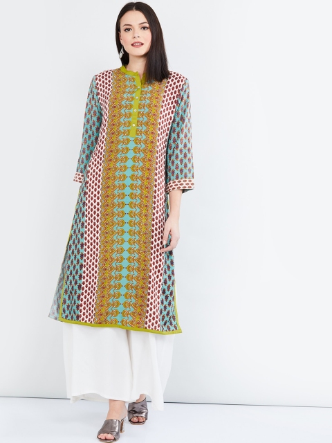 

max Women Multicoloured Printed Straight Kurta, Multi