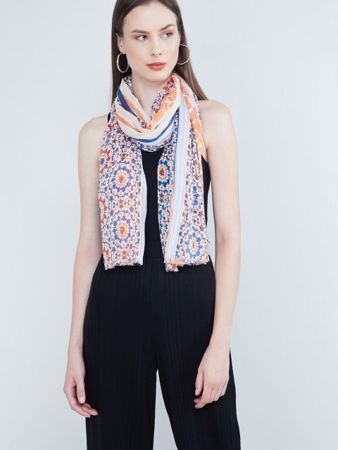 

max Women Orange & Blue Printed Scarf