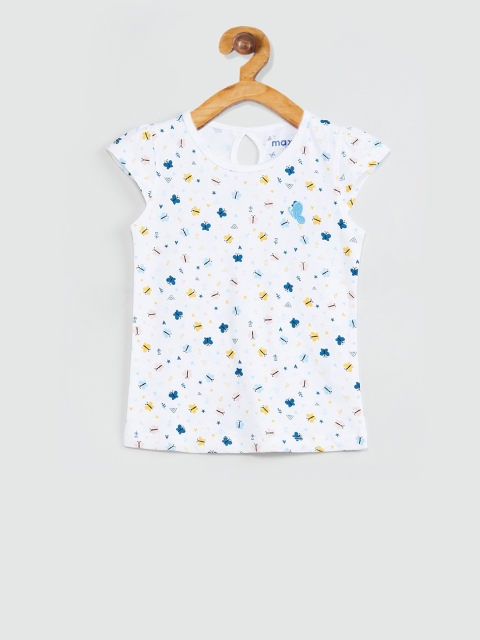 

max Girls White Printed Top